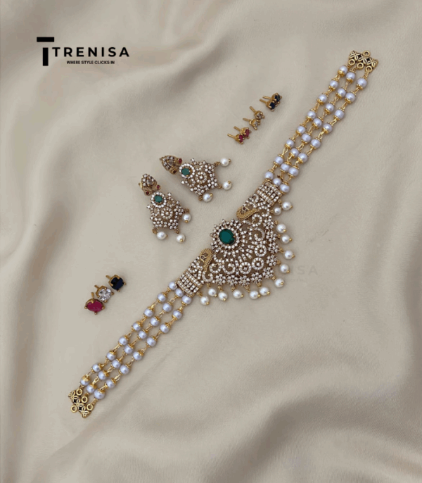 Antique Polish Beaded Multi- Color Stone Chocker Haram